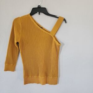 New York & Company Mustard Off-the-Shoulder Sweater